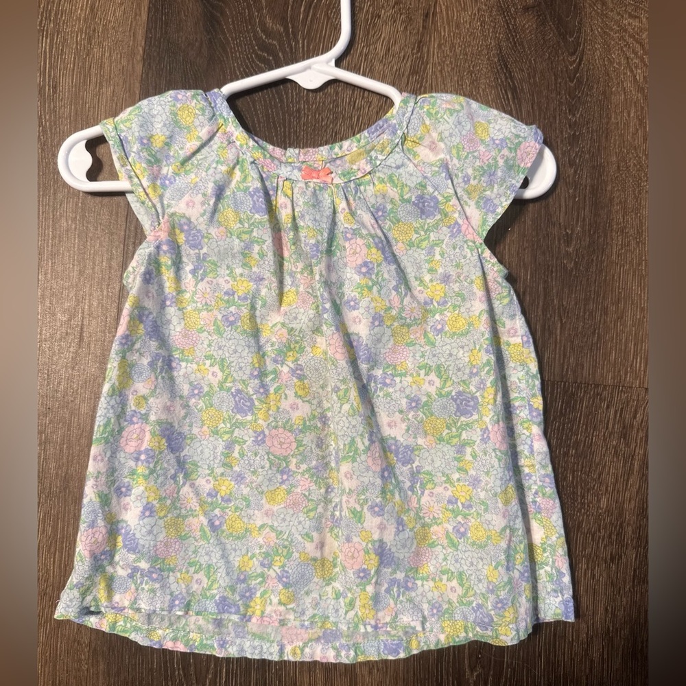 Carters pastel floral lightweight minimalist top with pink bow size 18M - Picture 5 of 11